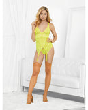 Neons Bustier w/Nude Hose & G-String - Neon Lime