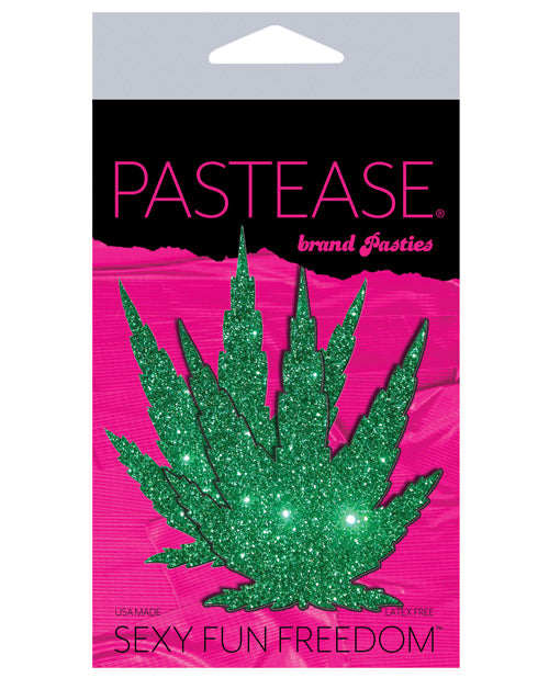 Pastease Glitter Marijuana Leaf - Green O/S