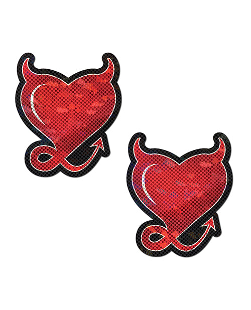 Pastease Devil Glitter Hearts w/Horns & Tail - Red O/S