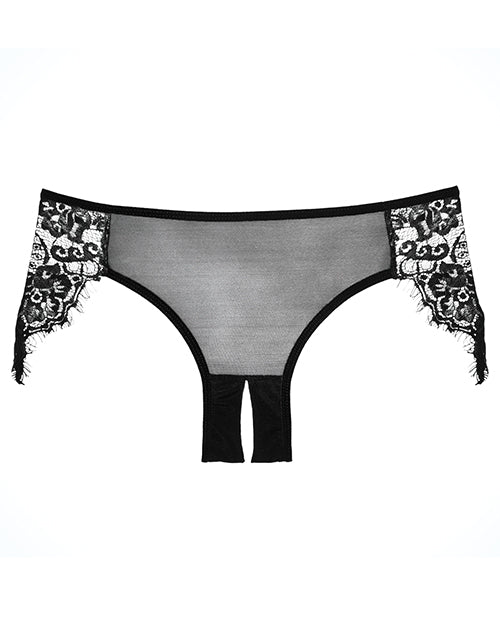 Adore Lavish & Lace Crotchless Panty Black O/S