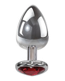 Adam & Eve Red Heart Gem Anal Plug - Small Red/Chrome