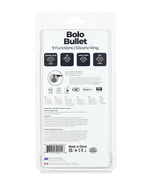 Bolo Bullet Vibrating Adjustable Cock Tie - Black