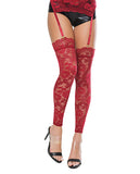 Scallop Stretch Lace Footless Stockings Ruby O/S