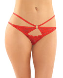 Jasmine Strappy Lace Thong w/Front Keyhole Cut Out - Red