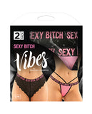 Vibes Buddy Sexy Bitch Lace Panty & Micro Thong Black/PNK L/XL