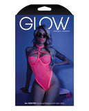 Glow Black Light Harness Mesh Body Suit Neon Pink S/M
