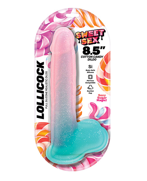Sweet Sex 8.5" Lollicock Cotton Candy Dildo - Multi Color