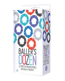 The 9's Baller's Dozen Beaded 12pc Cockring Set - Asst. Colors