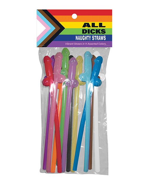 All Dicks Naughty Straws - Asst. Colors Pack of 11