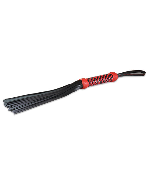 Sultra 16" Lambskin Twisted Grip Flogger - Black w/Red Woven Handle