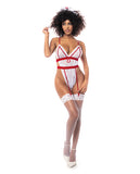 Sexy Nurse Bodysuit & Head Piece White/Red S/M