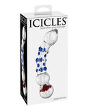 Icicles No. 18 Hand Blown Glass Massager - Clear w/Blue Knobs