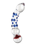 Icicles No. 18 Hand Blown Glass Massager - Clear w/Blue Knobs