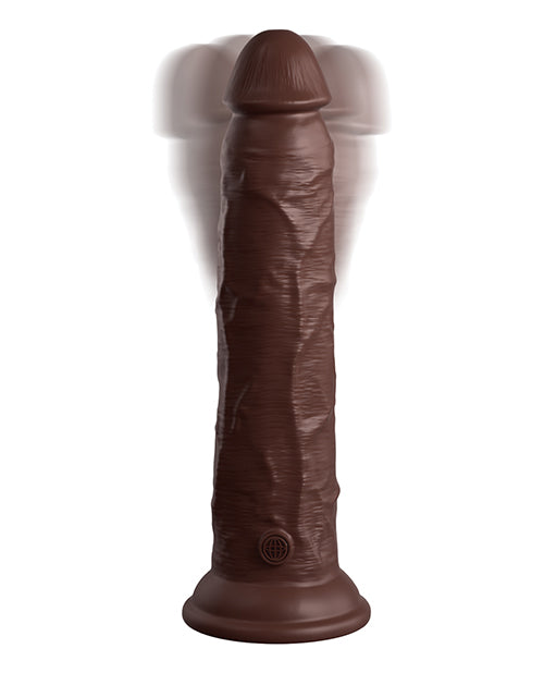 King Cock Elite 9" Dual Density Vibrating Silicone Cock w/Remote - Brown