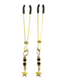 Bijoux de Nip Tweezer Nipple Clamp w/Black & Gold Beads w/Star - Gold