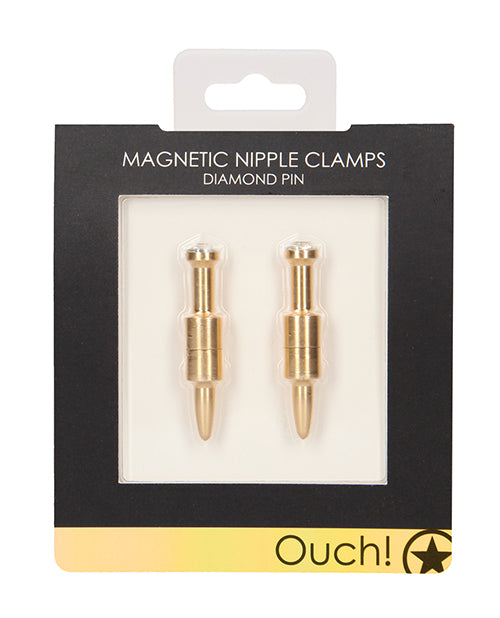 Shots Ouch Pin Magnetic Nipple Clamps - Gold