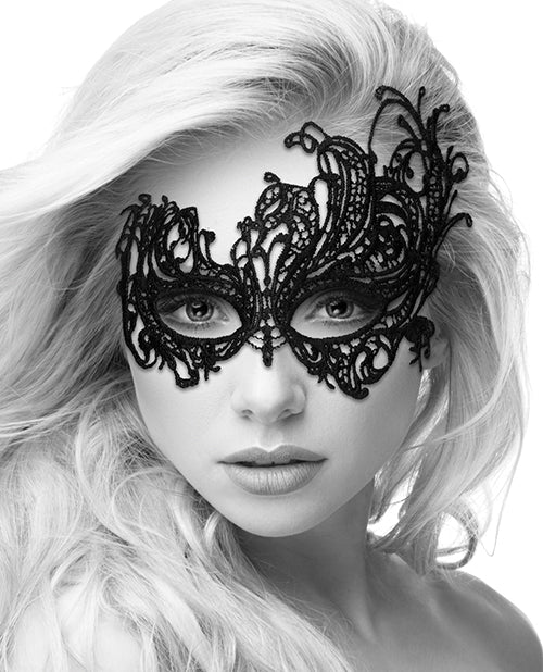Shots Ouch Black & White Lace Eye Mask - Royal Black