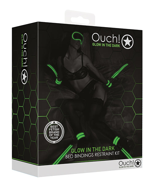 Shots Ouch Bed Bindings Restraint Kit - Glow in the Dark