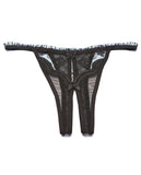 Scalloped Embroidery Crotchless Panty - Black