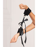 Satin Elastic Cuffs D-Ring & Satin Ribbon Tie Black O/S
