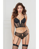 Stretch Lace Cropped Bustier & Cheeky Panty Black MD