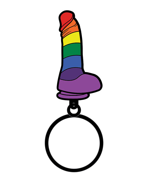 Wood Rocket Pride Dildo Keychain - Rainbow