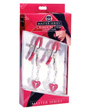 Master Series Charmed Heart Padlock Nipple Clamps - Assorted Colors