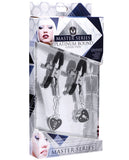Master Series Charmed Heart Padlock Nipple Clamps - Assorted Colors