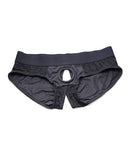 Strap U Lace Envy Crotchless Panty Harness - 3XL Black