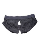 Strap U Lace Envy Crotchless Panty Harness - 3XL Black