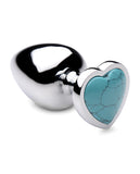 Booty Sparks Gemstones Turquoise Heart Anal Plug - Large